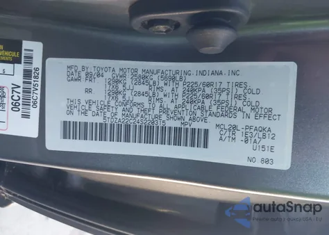 2004 Toyota Sienna Xle from USA, damaged, VIN 5TDZA22C24S220315